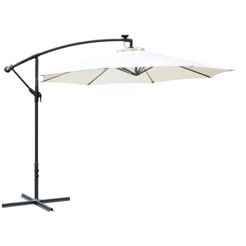 Outdoor Umbrella Parasol With LED Solar Lights - Cream 1 Outdoor Umbrella Parasol With LED Solar Lights - Cream
