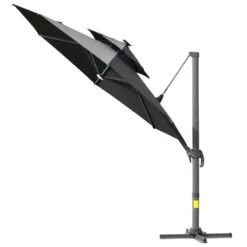 Outsunny Cantilever Banana Parasol With Solar Lights 3m - Dark Grey -OUTSUNNY Store udpdaa1813d1402d2 jpg