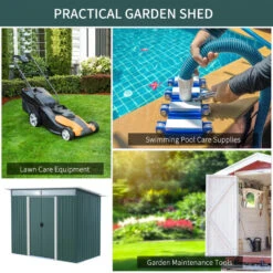 Outsunny Metal Garden Shed 260L X 133W X 200Hcm - Green -OUTSUNNY Store vE288c18746d3c0b0 jpg
