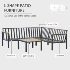 Outsunny Corner Sofa Set L Shape With Table - Dark Grey 15 Outsunny Corner Sofa Set L Shape With Table - Dark Grey -OUTSUNNY Store vPSa0917f52a161b3 jpg