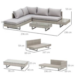 Outsunny Rattan Wicker Corner Sofa Set - Light Grey -OUTSUNNY Store vRc4d81821a22d00a jpg