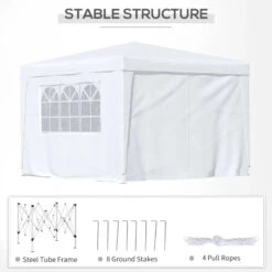 Outsunny Gazebo 2.95 M X 2.95 M - White -OUTSUNNY Store vbxd4d185156050d4 jpg
