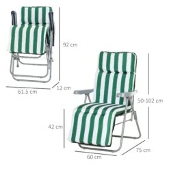 Outsunny Set Of 2 Garden Patio Outdoor Sun Recliners Loungers Folding Foldable Multi Position Relaxers Chairs With Cushions Fire Retardant Sponge (Green White) 11 Outsunny Set Of 2 Garden Patio Outdoor Sun Recliners Loungers Folding Foldable Multi Position Relaxers Chairs With Cushions Fire Retardant Sponge (Green White) -OUTSUNNY Store vt0a1217ee2cf0b6d