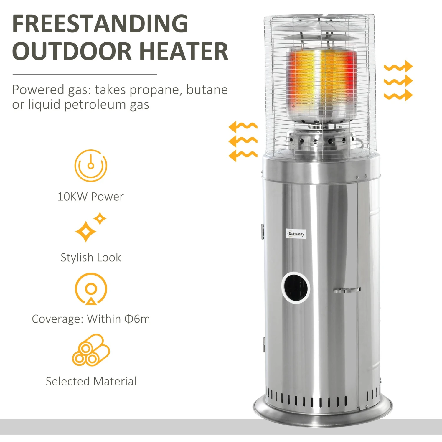 Outsunny 10KW Outdoor Gas Patio Heater Standing Propane Heater 7 Outsunny 10KW Outdoor Gas Patio Heater Standing Propane Heater - Image 7