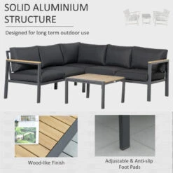 Outsunny Corner Sofa Set L Shape With Table - Dark Grey 17 Outsunny Corner Sofa Set L Shape With Table - Dark Grey -OUTSUNNY Store w4Sb1017f52a161b3 jpg