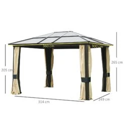 Outsunny 3 X 3.6(m) Hardtop Gazebo Canopy With Polycarbonate Roof And Aluminium Frame, Garden Pavilion With Mosquito Netting And Curtains, Brown 11 Outsunny 3 X 3.6(m) Hardtop Gazebo Canopy With Polycarbonate Roof And Aluminium Frame, Garden Pavilion With Mosquito Netting And Curtains, Brown -OUTSUNNY Store w6j3bb17dc41d6a15