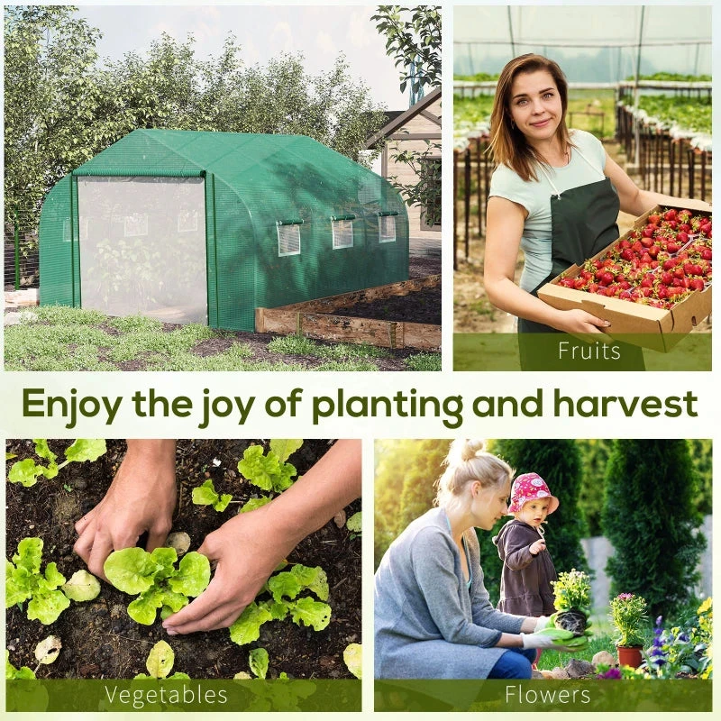 Outsunny Greenhouse Polytunnel 3.5x3x2m - Green 7 Outsunny Greenhouse Polytunnel 3.5x3x2m - Green - Image 7