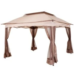 Outsunny 3 X 3(m) Pop Up Gazebo With Netting And Carry Bag, Party Tent Event Shelter For Garden, Patio - Khaki