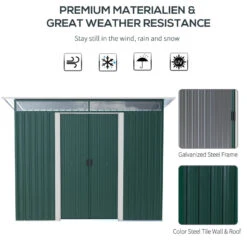 Outsunny Metal Garden Shed 260L X 133W X 200Hcm - Green -OUTSUNNY Store wLrb1018746d3c0b0 jpg