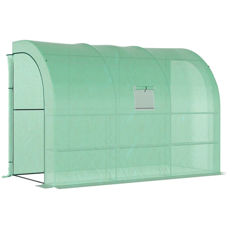 Outsunny Lean To Greenhouse 300L X 150W X 215Hcm - Green 1 Outsunny Lean To Greenhouse 300L X 150W X 215Hcm - Green