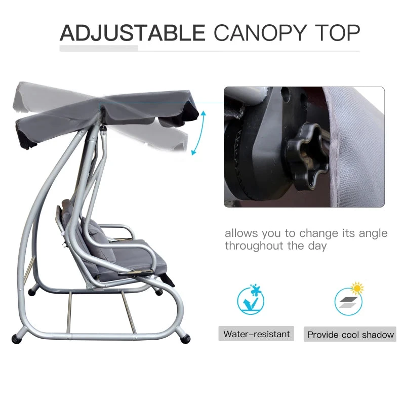 Outsunny Swing Seat 3 Seater - Grey 4 Outsunny Swing Seat 3 Seater - Grey - Image 4