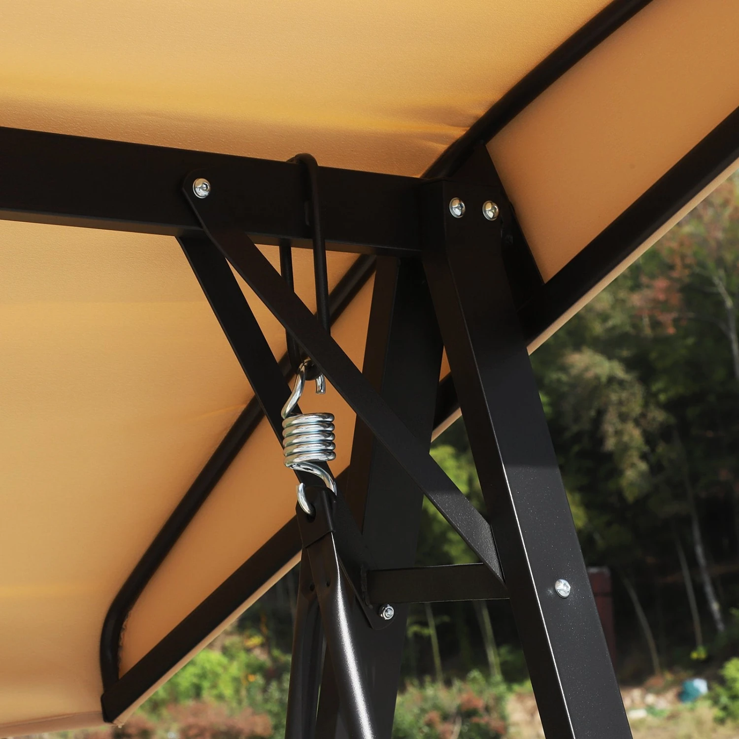 Outsunny 2 Seater Garden Outdoor Swing Chair Lounger Hammock Bench W/ Steel Frame Cushions Adjustable Tilting Canopy Patio Beige 6 Outsunny 2 Seater Garden Outdoor Swing Chair Lounger Hammock Bench W/ Steel Frame Cushions Adjustable Tilting Canopy Patio Beige - Image 6