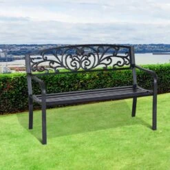 Outsunny Garden Bench - Black -OUTSUNNY Store wdC45c17dc18a3918 e367a3f7 acc4 436b 99cc fefb2e039098