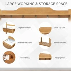 Outsunny Wooden Garden Potting Table -OUTSUNNY Store wphe5f17dc47902f8
