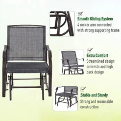 Outsunny Glider Rocking Chair & Table Set - Grey -OUTSUNNY Store wvf88c18701d0763c jpg