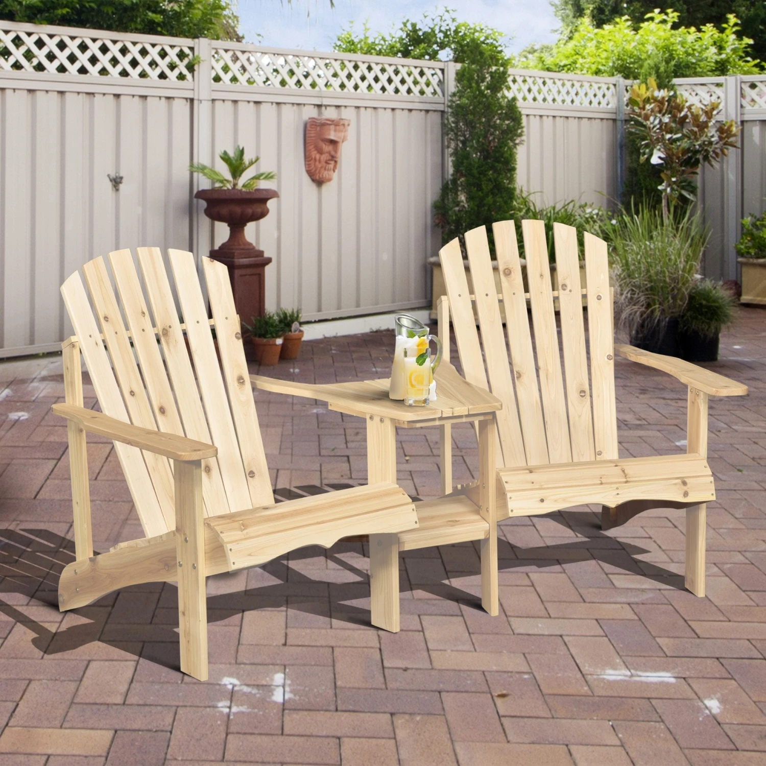 Outsunny Adirondack Chairs - Natural 2 Outsunny Adirondack Chairs - Natural - Image 2