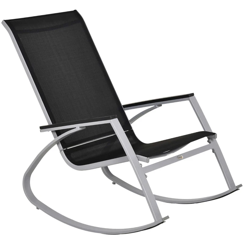 Outsunny Rocking Chair Sun Lounger Garden Seat Patio High Back Texteline Black 1 Outsunny Rocking Chair Sun Lounger Garden Seat Patio High Back Texteline Black
