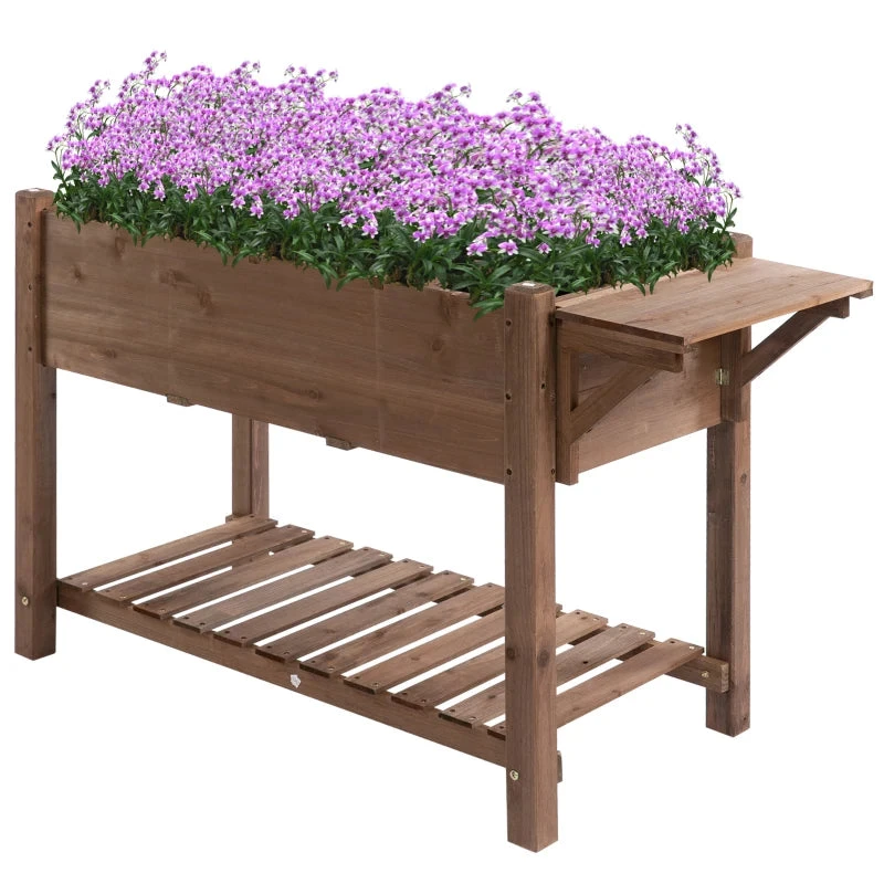 Outsunny Wooden Raised Garden Plant Stand Tall Flower Bed With Shelf 123 X 54 X 74cm 1 Outsunny Wooden Raised Garden Plant Stand Tall Flower Bed With Shelf 123 X 54 X 74cm