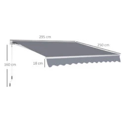 Outsunny Wall Mounted Sun Shade 2.95 X 2.5m - Grey -OUTSUNNY Store zCma121815bbb6042 jpg