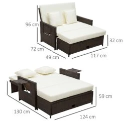 Outsunny Rattan Sun Lounger 2 Seater Day Bed-Brown -OUTSUNNY Store zIia1217eecc293c9 c29e5bfa 4828 4d89 abe8 7d98bc7c3f91