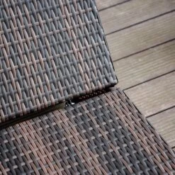 Outsunny PE Rattan Sun Lounger With Cushion, Outdoor Garden Sunbed Furniture With 5-Level Recliner Backrest, And Armrest, Brown -OUTSUNNY Store zaAb1017eecc29d7d